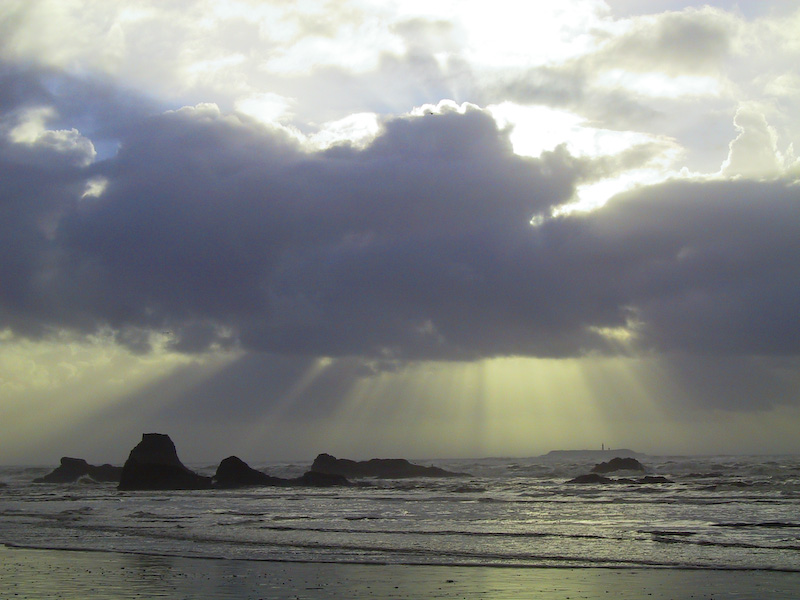 Sun Through Clouds Over Ruby Beach